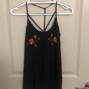 Black open back tank